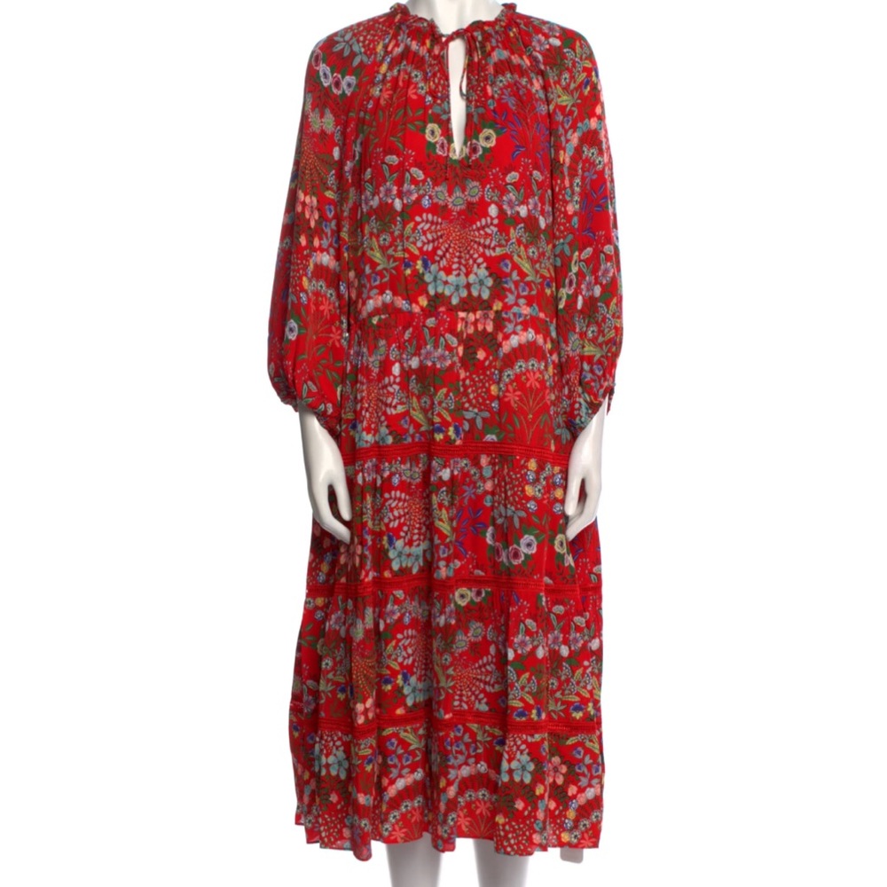 NWOT Alice and Olivia Maxi Dress Vneck Long Sleeve Floral